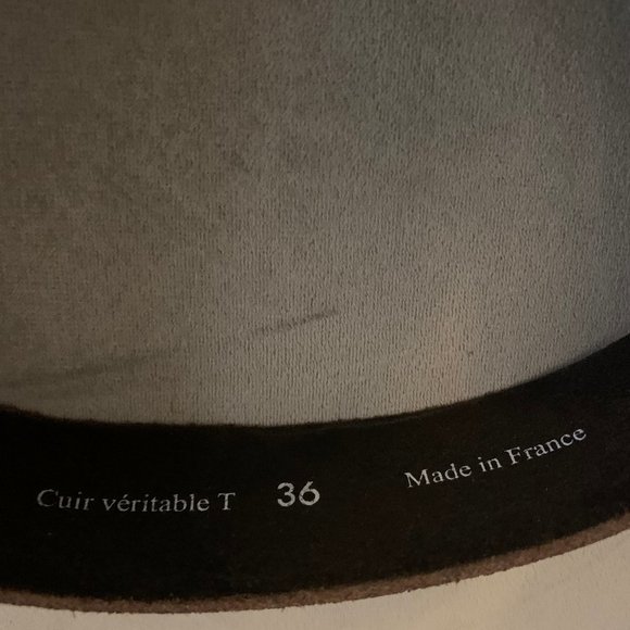 Cuir Veritable Leather Belt Handmade France Sz 36 - Picture 3 of 4